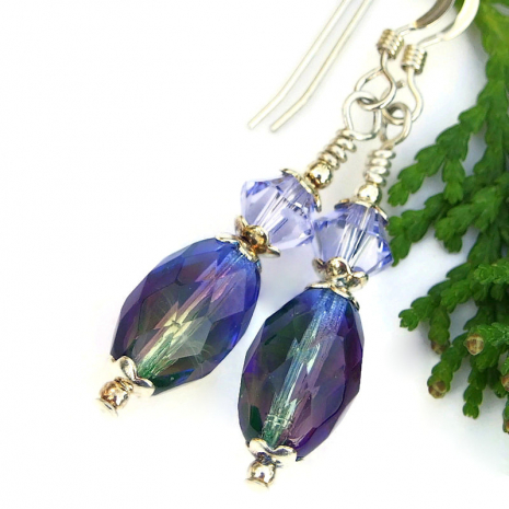 purple blue green handmade jewelry swarovski crystals