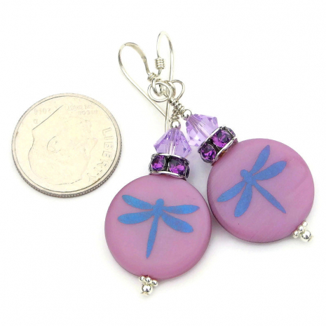 purple dragonfly handmade jewelry gift for her