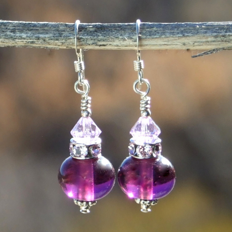 purple lampwork glass jewelry handmade gift for women