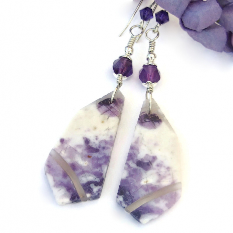 purple morado opal gemstone earrings handmade gift for her