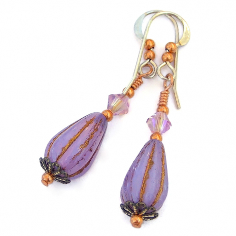 purple teardrop jewelry handmade gift for women