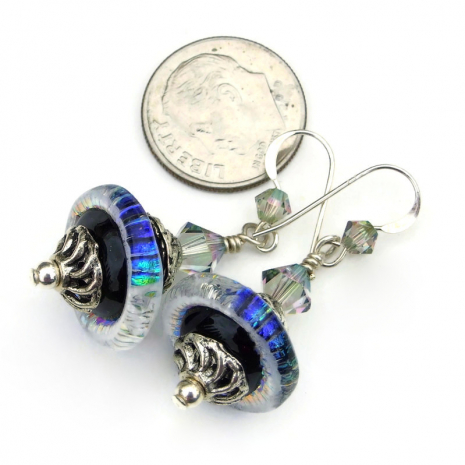 rainbow lampwork glass dichroic earrings gift for her