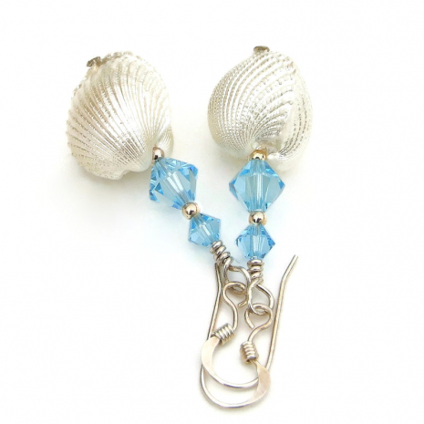 real heart cockle shell handmade jewelry beach lover earrings