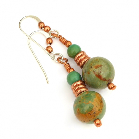 real turquoise copper earrings gift for her