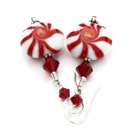 red and white peppermint candy jewelry handmade