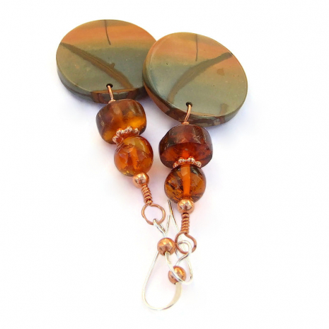 red creek jasper amber gemstone jewelry gift for women