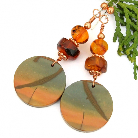 red creek jasper amber handmade jewelry copper gemstones