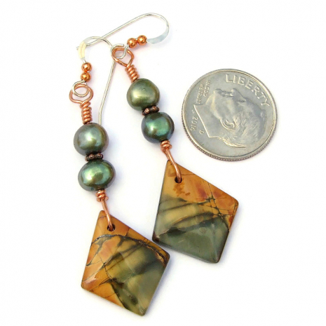 red creek jasper pearls jewelry handmade gemstone earrings