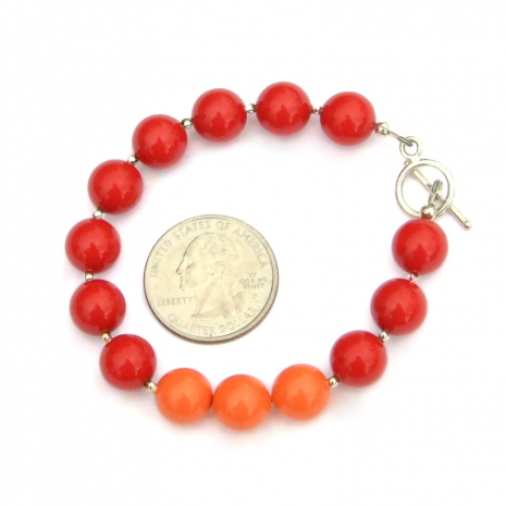 red crystal orange crystal swarovski pearl bracelet jewelry gift