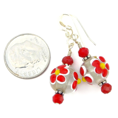 red flower handmade jewelry gift for her
