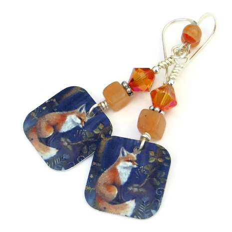 red fox handmade earrings gift for her
