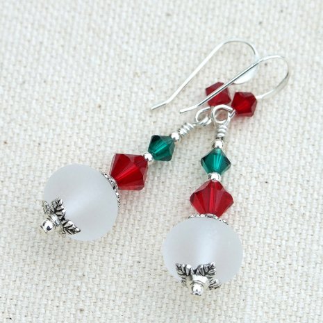 red green white christmas holiday dangle jewelry handmade