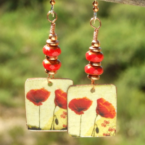 red poppies handmade jewelry gift for women