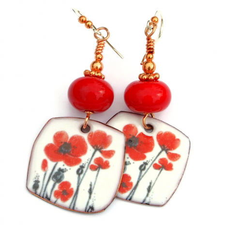red poppies jewelry gift for women