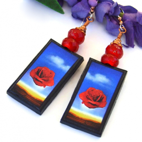 red rose flower art jewelry salvador dali