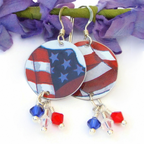 red white blue patriotic flag jewelry Swarovski crystals