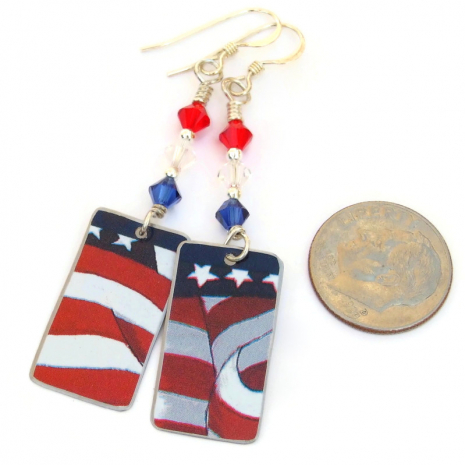 red white blue patriotic US flag jewelry handmade gift for her