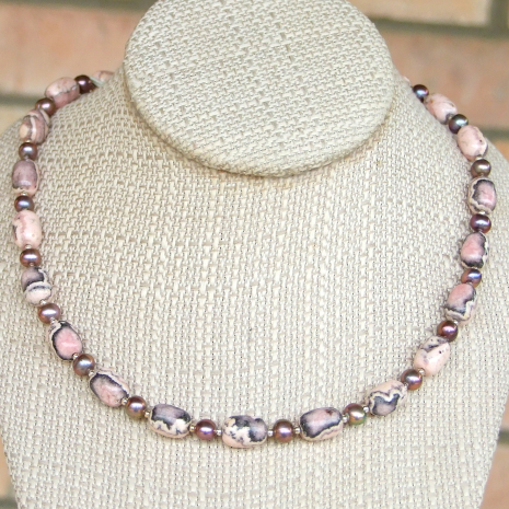 rhodochrosite gemstone jewelry handmade gift for women