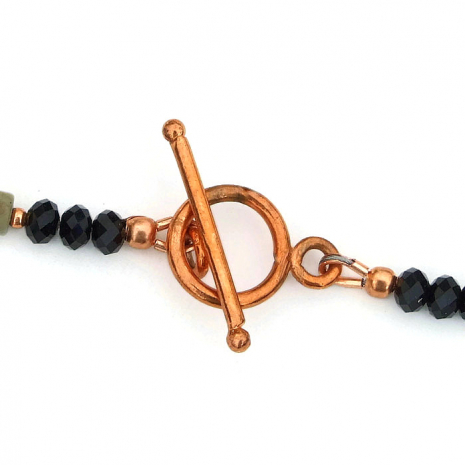 horse necklace with jasper, onyx and crystals.