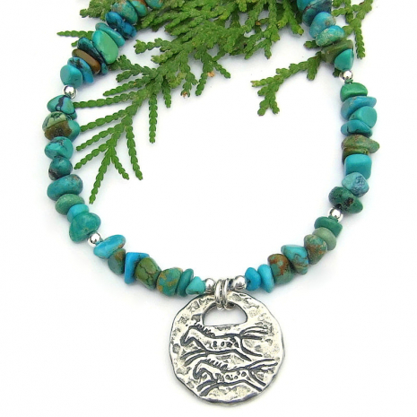 running horses spiral sun jewelry handmade turquoise southwest petroglyphs