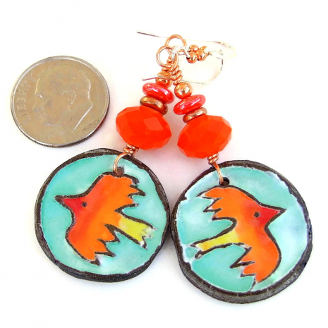 rustic birds handmade firebird jewelry gift for her