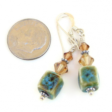 rustic cube ceramic handmade jewelry gift for women