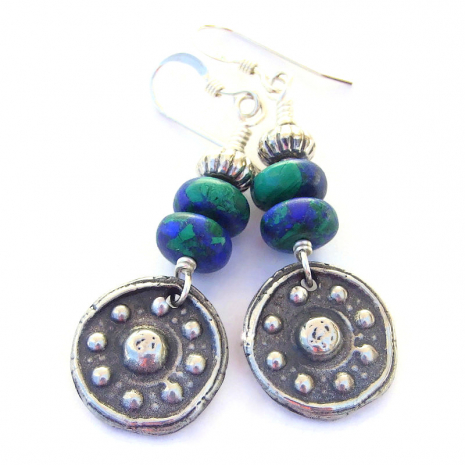 rustic eightfold path earrings handmade gift for women