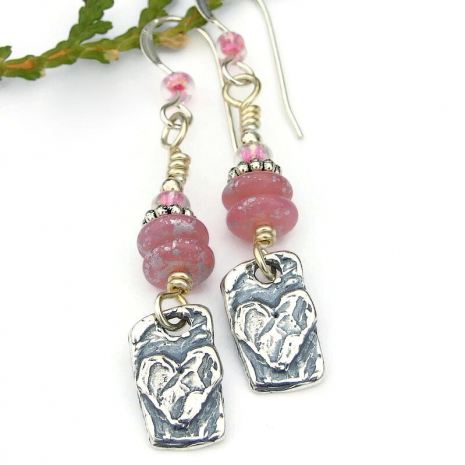 rustic hearts earrings valentines day gift