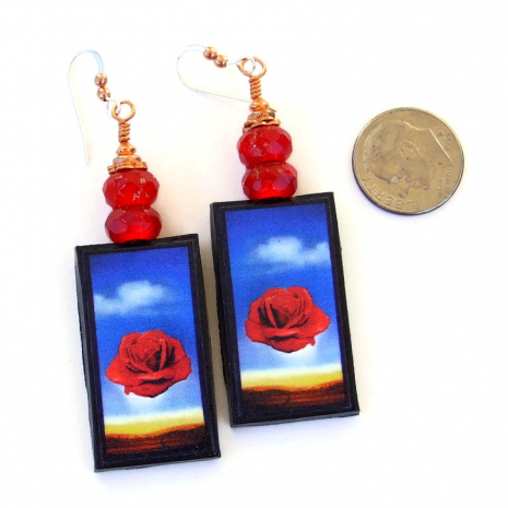 salvador dali meditative rose earrings gift for her