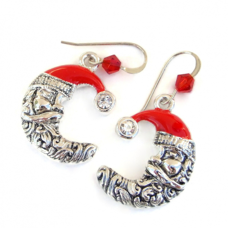 santa moon christmas jewelry handmade holiday gift for women