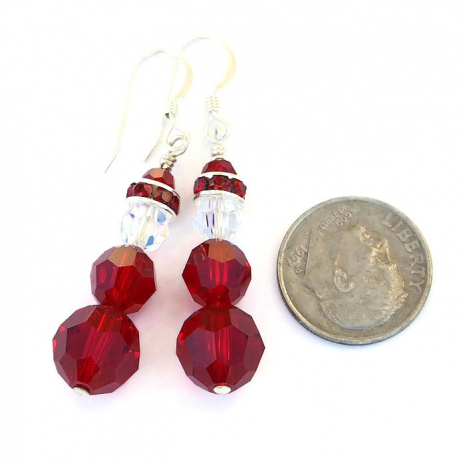 santa Swarovski crystals jewelry handmade Christmas earrings gift for women