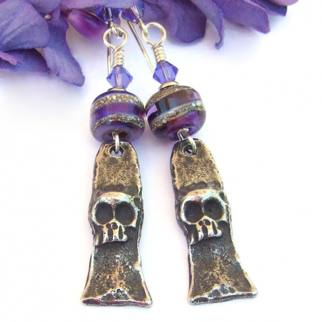 scary skull earrings Halloween Day of the Dead