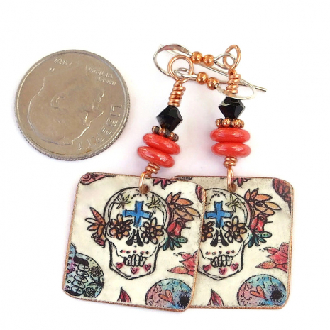 scary skull handmade jewelry Halloween Day of the Dead gift for her