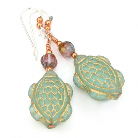 sea turtle earrings handmade gift for women