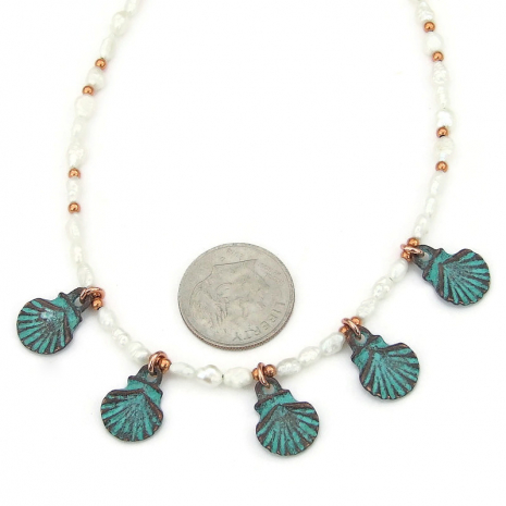 seashells vintage pearls jewelry handmade beach necklace gift