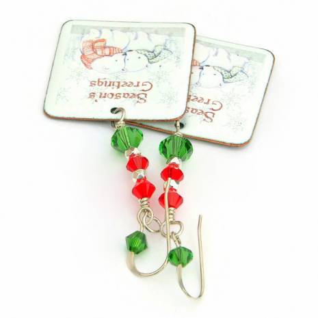 seasons greetings holiday polar bear jewelrys handmade christmas earrings
