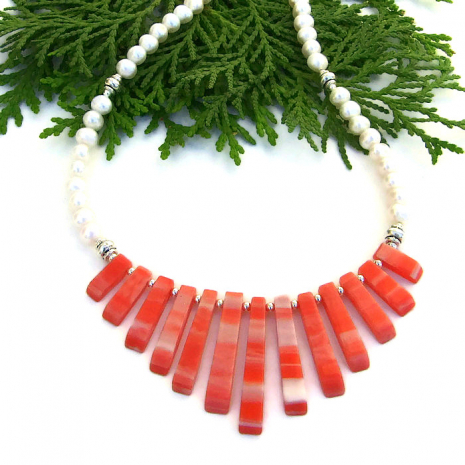 shell and pearls beach necklace handmade gift for women