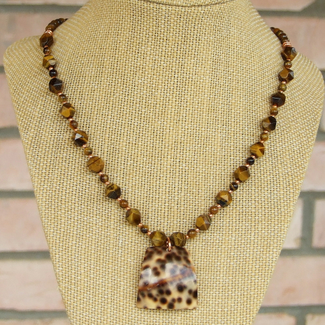 shell beach necklace tiger cowrie golden tigers eye gemstones handmade