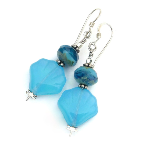 shell dragonfly earrings handmade gift for women