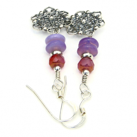 silver flower mandala jewelry purple lavender pink