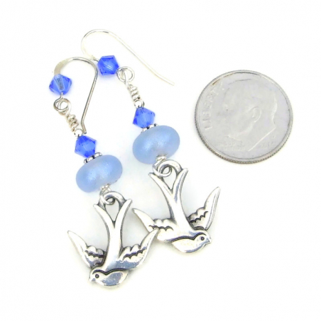silver flying swallows birds handmade jewelry gift for women