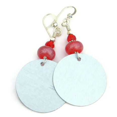 silvery back side of christmas cardinal earrings handmade