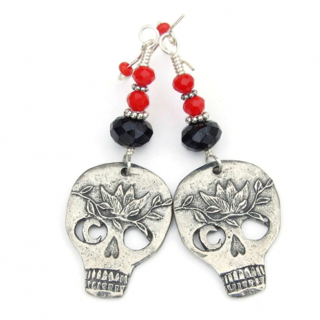 skull earrings handmade Halloween gift for women
