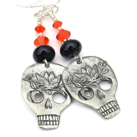 skull handmade earrings goth Halloween gift for her