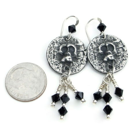 skull jewelry gothic goth halloween handmade pewter crystals