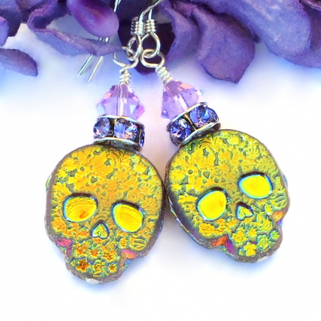 skull jewelry metallic aurora borealis crystals