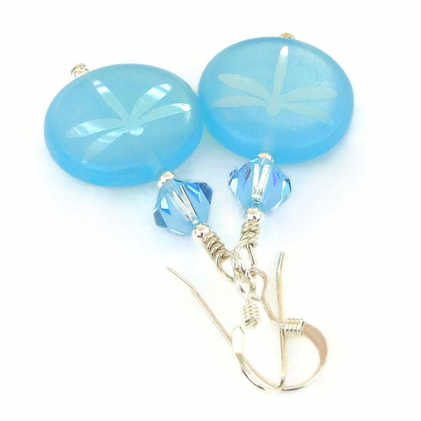 sky blue dragonfly jewelry laser etched