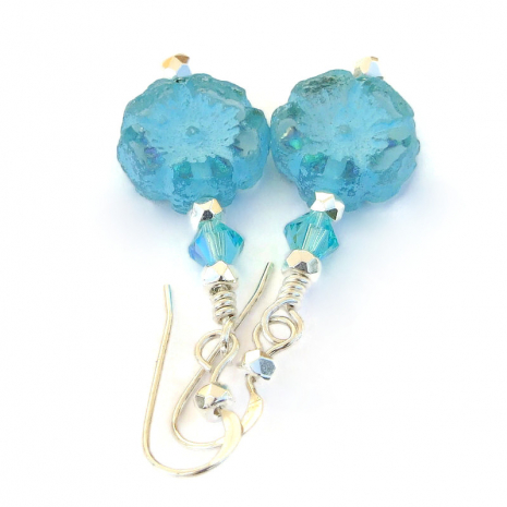 sky blue flower jewelry handmade