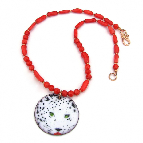 snow leopard jewelry handmade gift for women