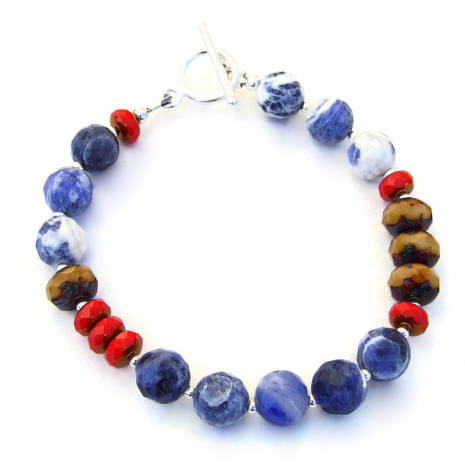 sodalite czech glass handmade jewelry gift for women